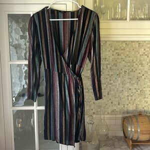 Rails multi color stripe wrap dress.